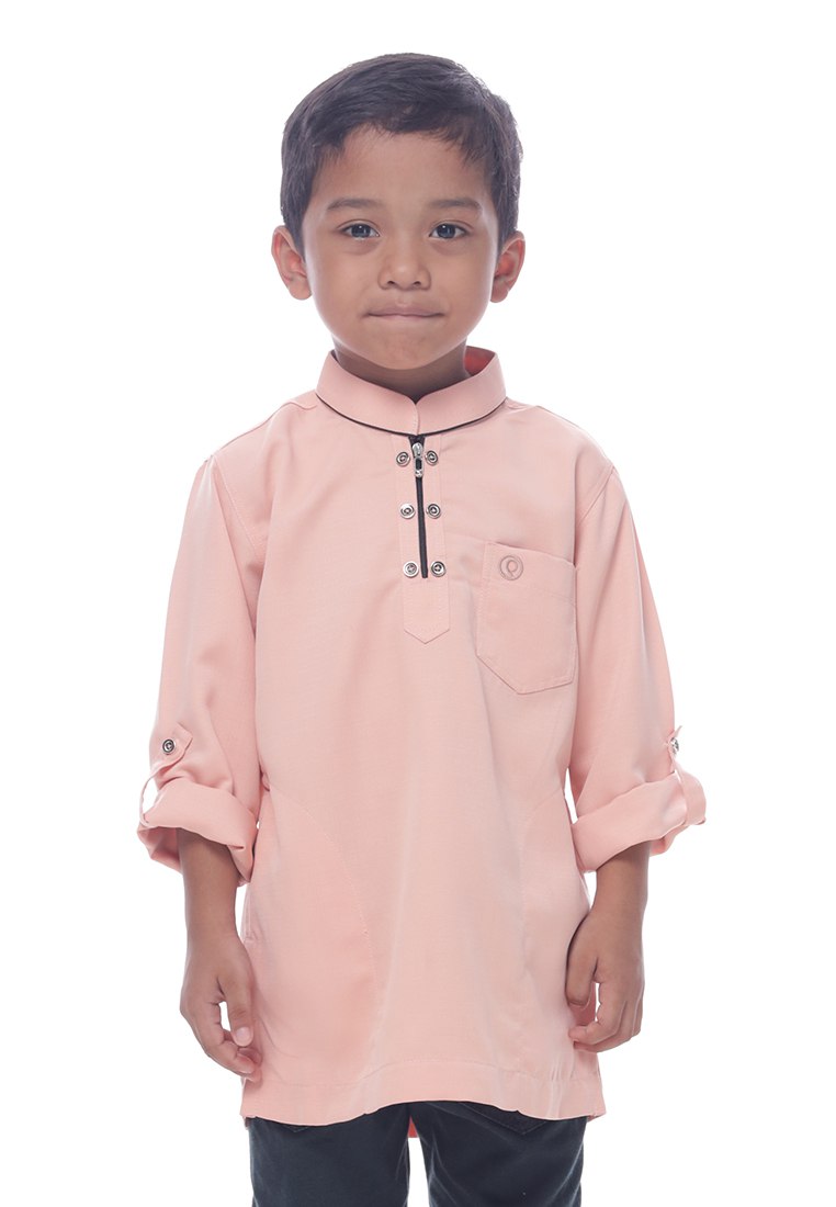  Kurta  Miqaeel Budak  Peach Denai Boutique